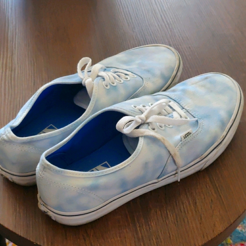 Blue and White tie dye Vans Lace ups